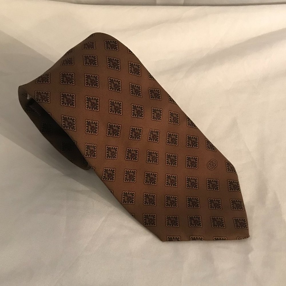 Gucci Light/Dark Brown 100% Silk Necktie